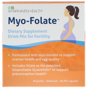 Fairhaven Health, Myo-Folate, A Drinkable Fertility Supplement, Unflavored, 30 Packets, 2.4 g Each