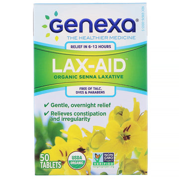 Genexa, Lax-Aid, Organic Senna Laxative,  50 Tablets