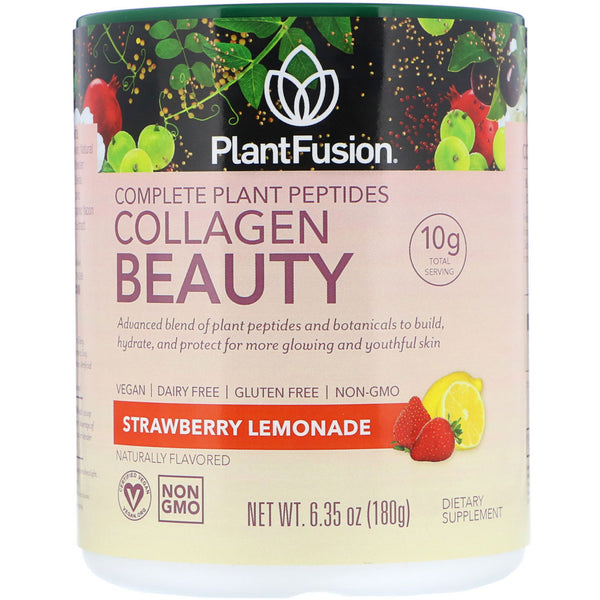 PlantFusion, Complete Plant Peptides, Collagen Beauty, Strawberry Lemonade, 6.35 oz (180 g) - The Supplement Shop