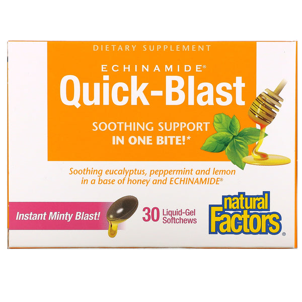 Natural Factors, ECHINAMIDE Quick-Blast, 30 Liquid-Gel Softchews - The Supplement Shop