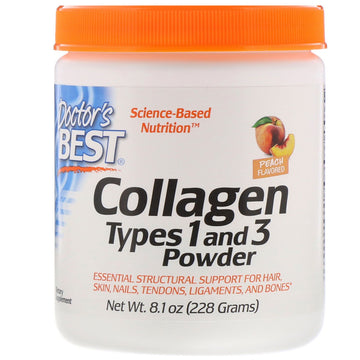 Doctor's Best, Collagen, Types 1 and 3 Powder, Peach Flavored, 8.1 oz (228 g)