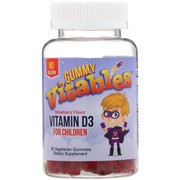 Vitables, Gummy Vitamin D3 for Children, Strawberry Flavor, 60 Vegetarian Gummies