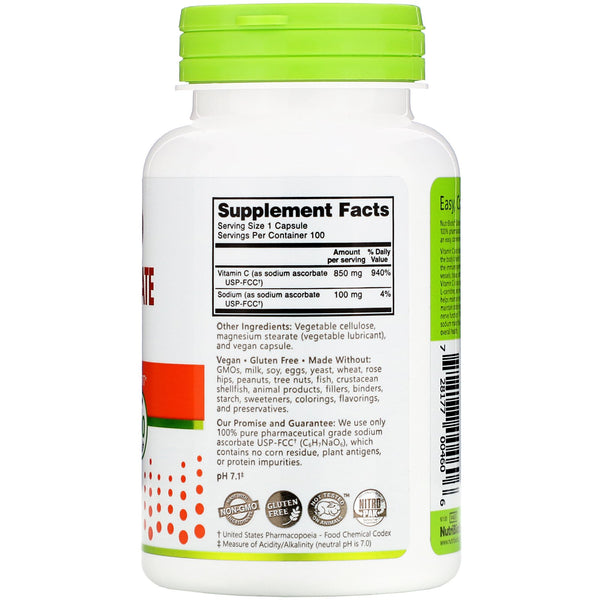 NutriBiotic, Immunity, Sodium Ascorbate, 100 Vegan Capsules - The Supplement Shop