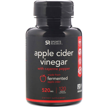 Sports Research, Apple Cider Vinegar with Cayenne Pepper, 520 mg, 120 Veggie Capsules