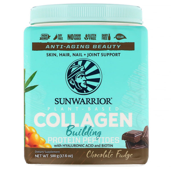 Sunwarrior, Collagen Building Protein Peptides, Chocolate Fudge, 17.6 oz (500 g) - The Supplement Shop