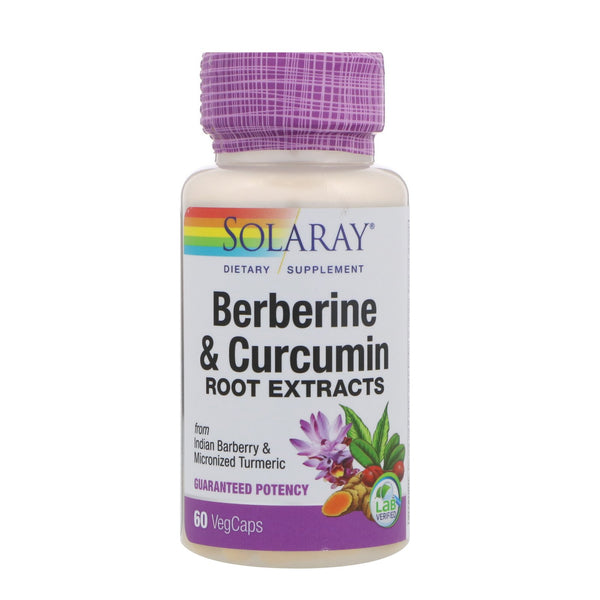 Solaray, Berberine & Curcumin Root Extracts, 60 VegCaps - The Supplement Shop