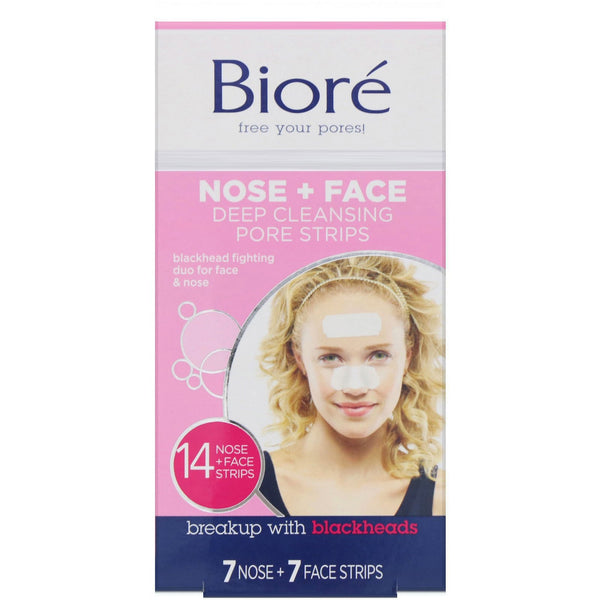 Biore, Deep Cleansing Pore Strips Combo Pack, Nose + Face, 14 Strips - The Supplement Shop