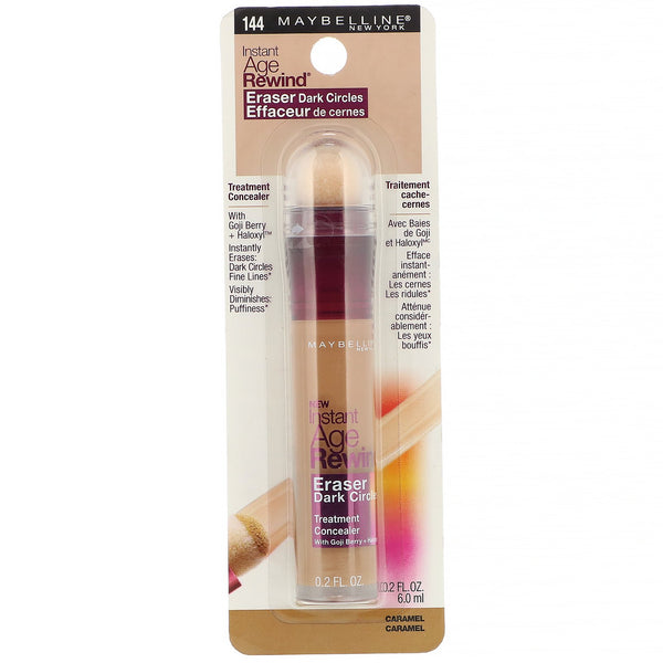 Maybelline, Instant Age Rewind, Eraser Dark Circles Treatment Concealer, 144 Caramel , 0.2 fl oz (6 ml) - The Supplement Shop