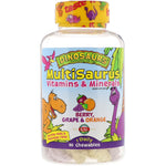 KAL, Dinosaurs, MultiSaurus Vitamins & Minerals, Berry, Grape & Orange, 90 Chewables - The Supplement Shop