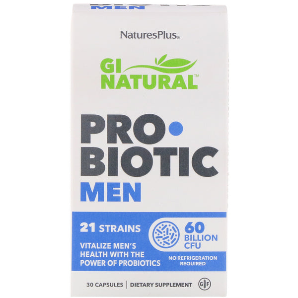 Nature's Plus, GI Natural, Probiotic Men, 60 Billion CFU, 30 Capsules - The Supplement Shop