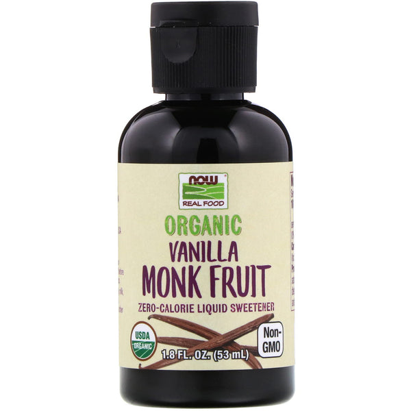 Now Foods, Real Food, Organic Monk Fruit, Liquid Sweetener, Vanilla, 1.8 fl oz (53 ml) - The Supplement Shop