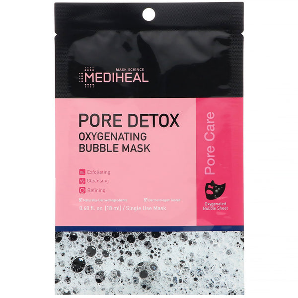 Mediheal, Pore Detox, Oxygenating Bubble Mask, 1 Sheet, 0.60 fl oz (18 ml) - The Supplement Shop