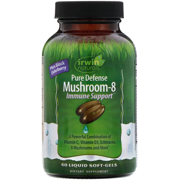 Irwin Naturals, Pure Defense Mushroom-8, Immune Support, 60 Liquid Soft-Gels - The Supplement Shop
