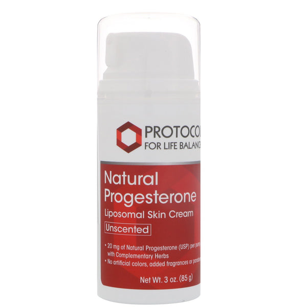 Protocol for Life Balance, Natural Progesterone, Liposomal Skin Cream, Unscented, 3 oz (85 g) - The Supplement Shop