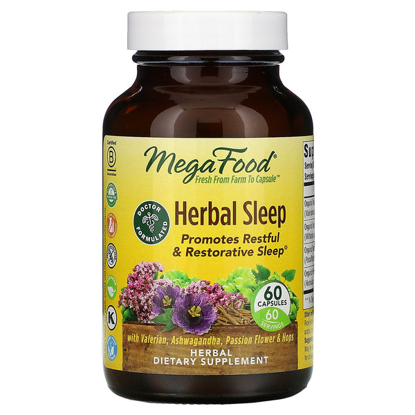MegaFood, Herbal Sleep, 60 Capsules - The Supplement Shop