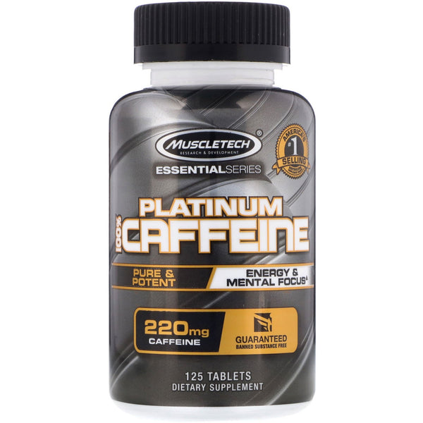 Muscletech, Essential Series, Platinum 100% Caffeine, 220 mg, 125 Tablets - The Supplement Shop