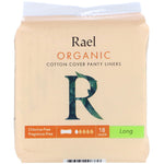 Rael, Organic Cotton Cover Panty Liners, Long, 18 Count - The Supplement Shop