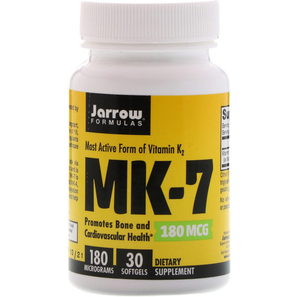 Jarrow Formulas, MK-7, Most Active Form of Vitamin K2, 180 mcg, 30 Softgels - The Supplement Shop