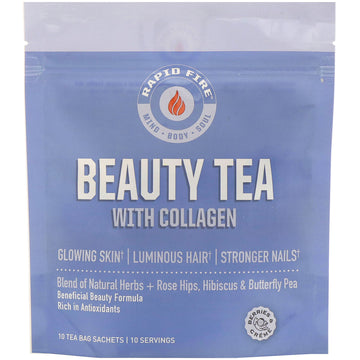 RAPIDFIRE, Beauty Tea with Collagen, Berries & Creme, 10 Tea Bag Sachets