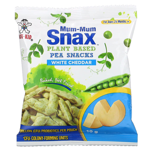 Hot Kid, Mum-Mum Snax, Baked Pea Snacks, For Ages 24 Months+, White Cheddar, 5 Pouches, 1.76 oz (50 g) - The Supplement Shop