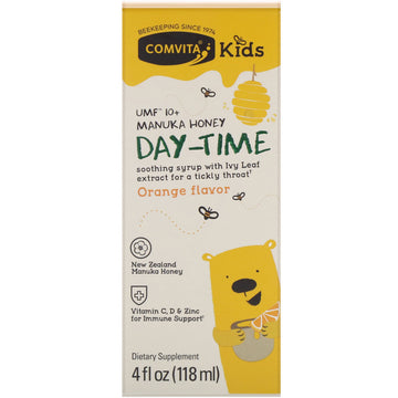Comvita, Comvita Kids, Day-Time Soothing Syrup with Ivy Leaf, UMF 10+ Manuka Honey, Orange Flavor, 4 fl oz (118 ml)