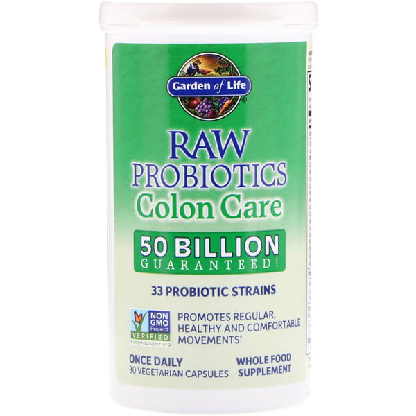 Garden of Life, RAW Probiotics, Colon Care, 30 Vegetarian Capsules - The Supplement Shop