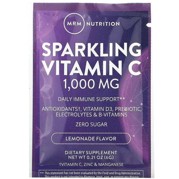 MRM, Sparkling Vitamin C, Lemonade, 1000 mg, 30 Packets, 0.21 oz (6 g) - The Supplement Shop