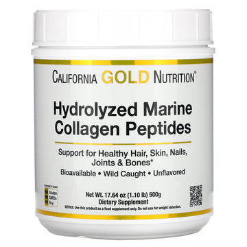 California Gold Nutrition, Hydrolyzed Marine Collagen Peptides, Unflavored, 17.64 oz (500 g)