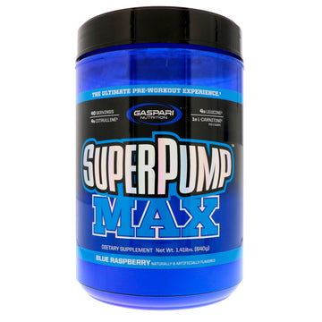 Gaspari Nutrition, SuperPump Max, Blue Raspberry Ice, 1.41 lbs (640 g)