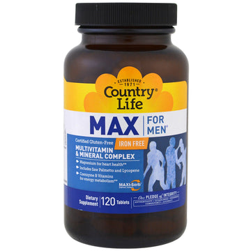 Country Life, Max for Men, Multivitamin & Mineral Complex, Iron-Free, 120 Tablets