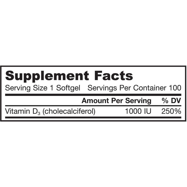 Jarrow Formulas, Vitamin D3, Cholecalciferol, 1,000 IU, 100 Softgels - The Supplement Shop