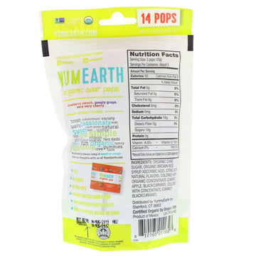 YumEarth, Organics, Sour Pops, Assorted Flavors, 14 Pops, 3 oz (85 g)