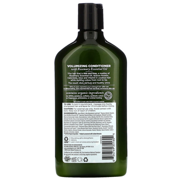 Avalon Organics, Conditioner, Volumizing, Rosemary, 11 oz (312 g) - The Supplement Shop