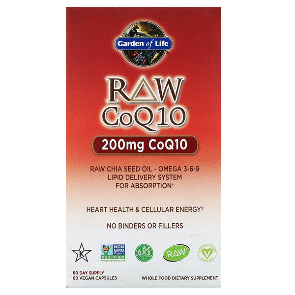 Garden of Life, RAW CoQ10, 200 mg, 60 Vegan Capsules - The Supplement Shop