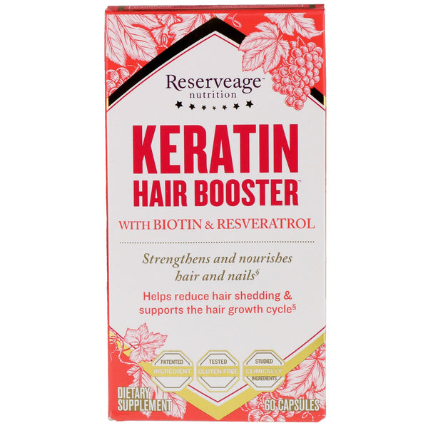 ReserveAge Nutrition, Keratin Hair Booster with Biotin & Resveratrol, 60 Capsules - The Supplement Shop