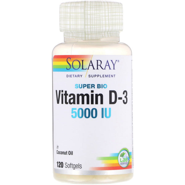 Solaray, Super Bio Vitamin D-3, 5,000 IU, 120 Softgels - The Supplement Shop