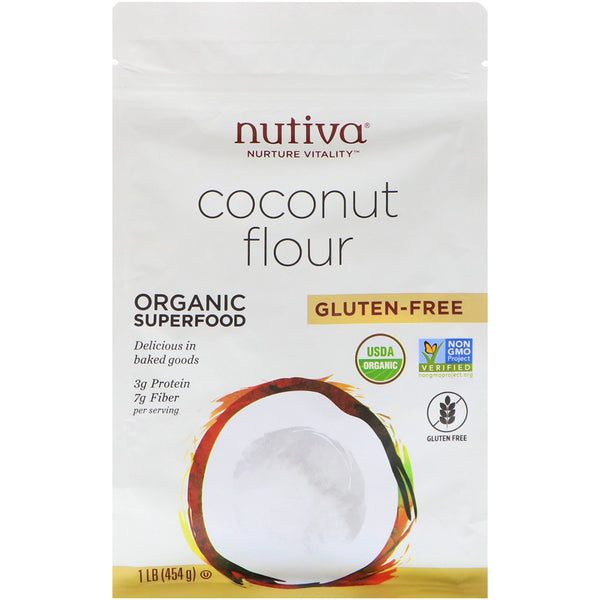 Nutiva, Organic Coconut Flour, Gluten Free, 1 lb (454 g) - The Supplement Shop