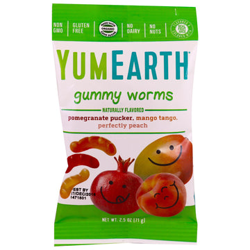YumEarth, Gummy Worms, Assorted Flavors, 12 Packs, 2.5 oz (71 g) Each
