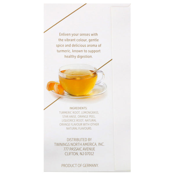 Twinings, Soothe Herbal Tea, Turmeric, Orange and Star Anise, Caffeine Free, 18 Tea Bags, 1.27 oz (36 g) - The Supplement Shop