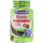 VitaFusion, Extra Strength Biotin, Natural Blueberry Flavor, 5,000 mcg, 100 Gummies - The Supplement Shop