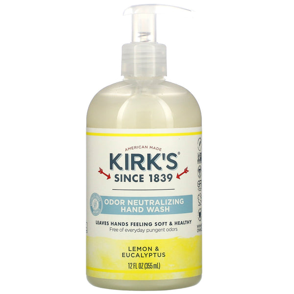 Kirk's, Odor Neutralizing Hand Wash, Lemon & Eucalyptus, 12 fl oz (355 ml) - The Supplement Shop