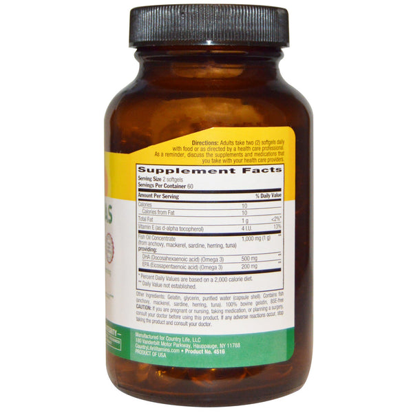 Country Life, Ultra Omegas DHA / EPA, 120 Softgels - The Supplement Shop