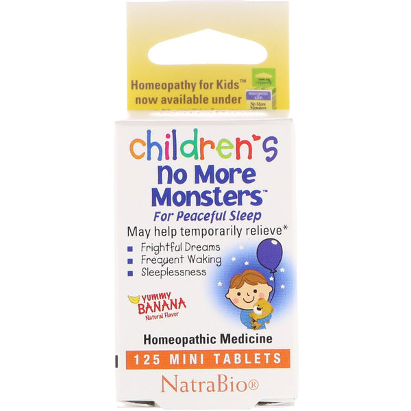 NatraBio, Children's No More Monsters, Yummy Banana Natural Flavor, 125 Mini Tablets - The Supplement Shop