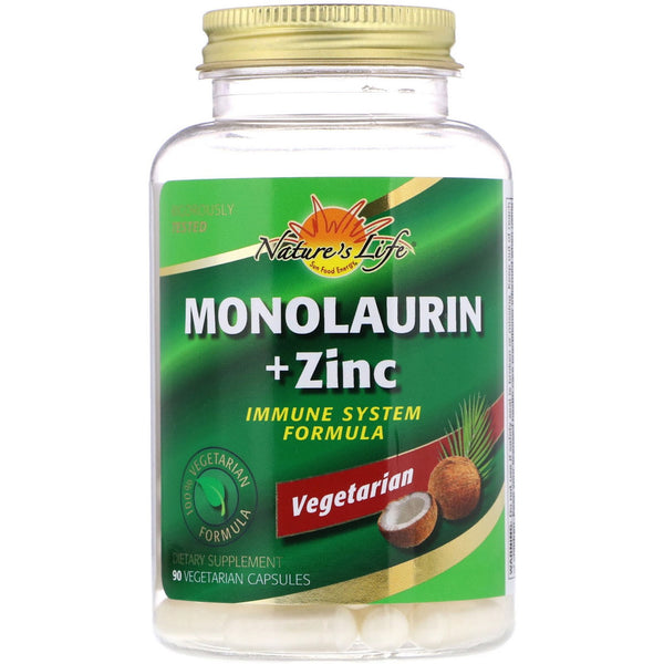 Nature's Life, Monolaurin + Zinc, 90 Vegetarian Capsules - The Supplement Shop