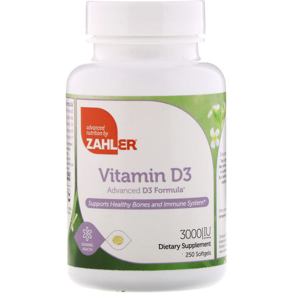 Zahler, Vitamin D3, Advanced D3 Formula, 3,000 IU, 250 Softgels - The Supplement Shop