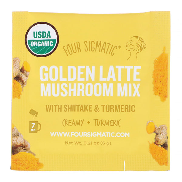 Four Sigmatic, Golden Latte, Mushroom Mix, 10 Packets, 0.21 oz (6 g) Each - The Supplement Shop