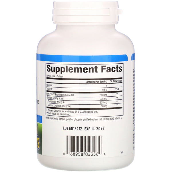 Natural Factors, OmegaFactors, Ultra Prim, Evening Primrose Oil, 500 mg, 180 Softgels - The Supplement Shop