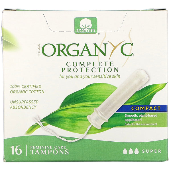 Organyc, Organic Tampons, Compact, Super, 16 Tampons - The Supplement Shop