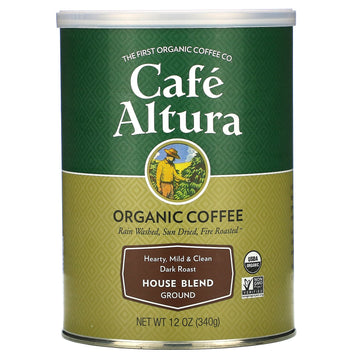 Cafe Altura, Organic Coffee, House Blend, Dark Roast, Ground, 12 oz (340 g)