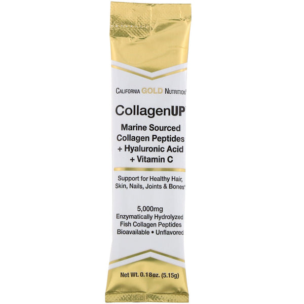 California Gold Nutrition, CollagenUp, Marine Collagen + Hyaluronic Acid + Vitamin C, Unflavored, 30 Packets, 0.18 oz (5.15 g) Each